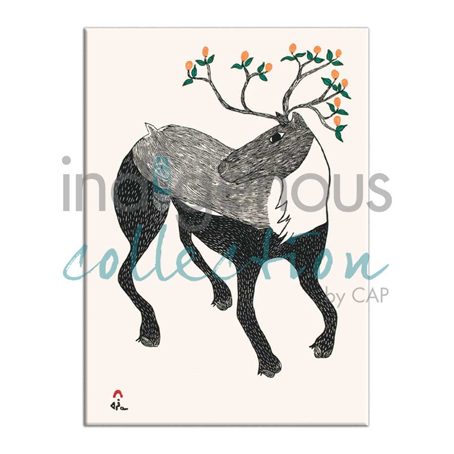Caribou in Bloom by artist Ningiukulu Teevee - Inuit