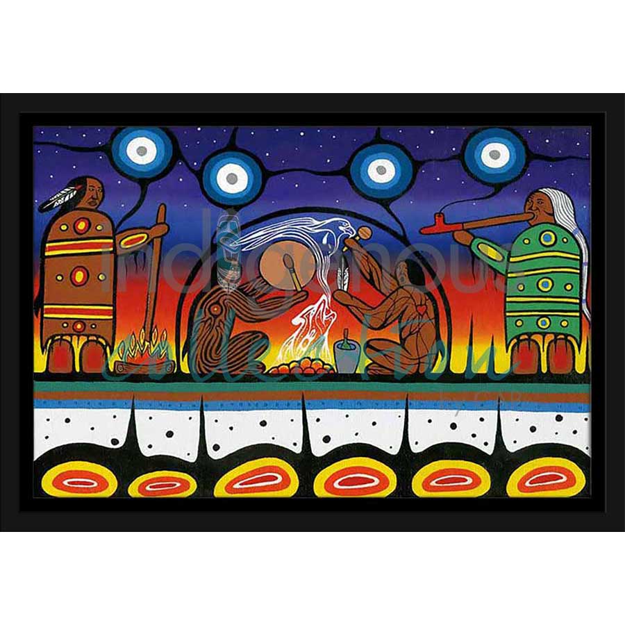 Sweat Lodge Sunset by artist Jeffrey Red George - Ojibway. Indigenous Collection
