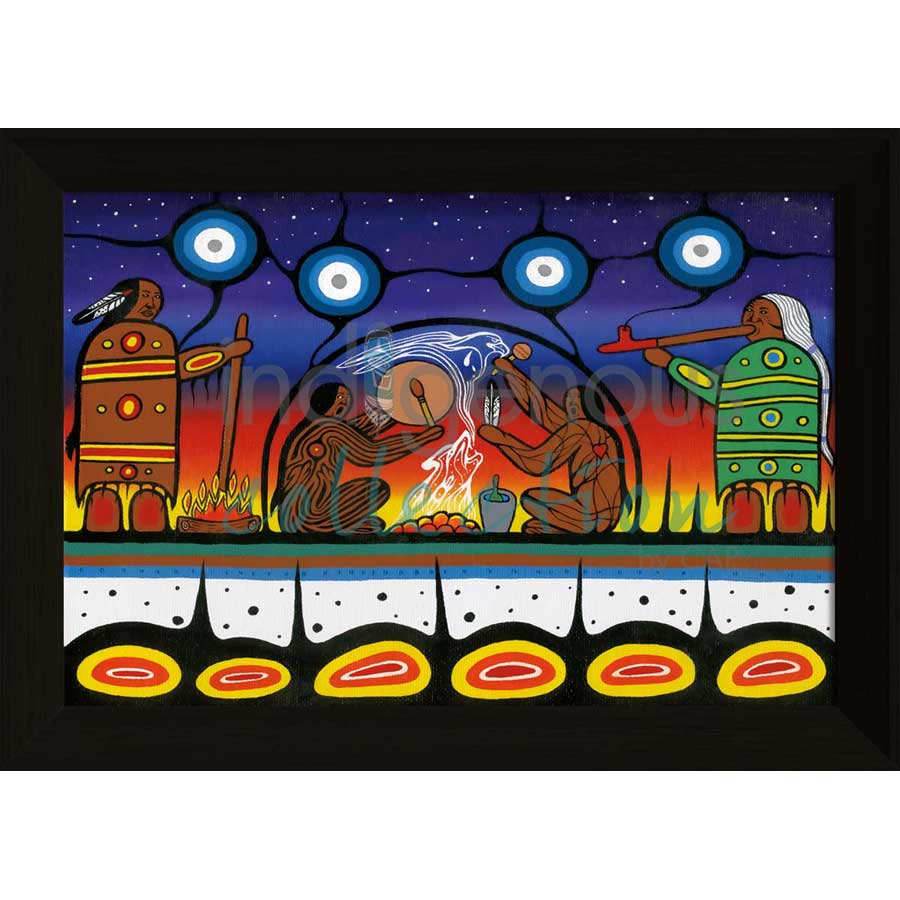 Sweat Lodge Sunset by artist Jeffrey Red George - Ojibway. Indigenous Collection