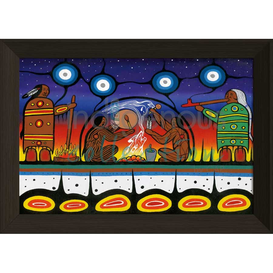 Sweat Lodge Sunset by artist Jeffrey Red George - Ojibway. Indigenous Collection