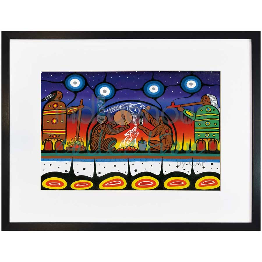 Sweat Lodge Sunset by artist Jeffrey Red George - Ojibway. Indigenous Collection
