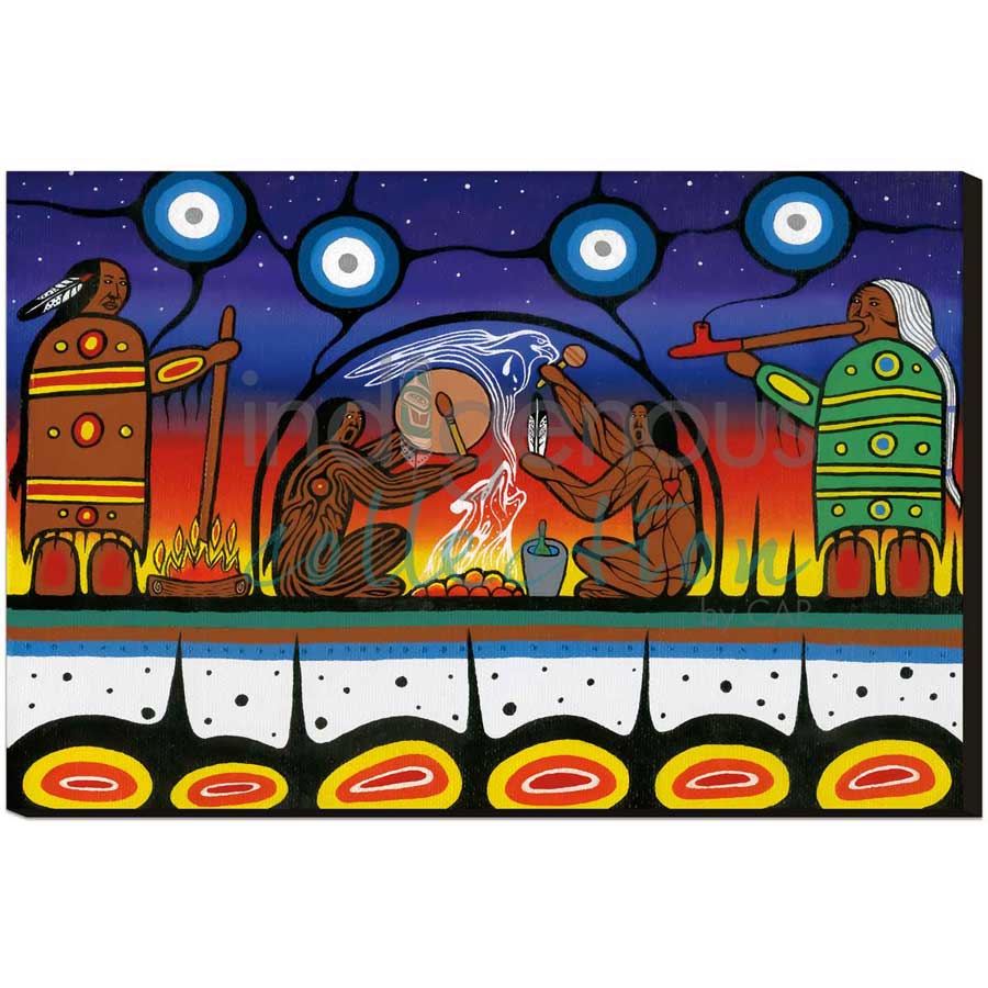 Sweat Lodge Sunset by artist Jeffrey Red George - Ojibway. Indigenous Collection