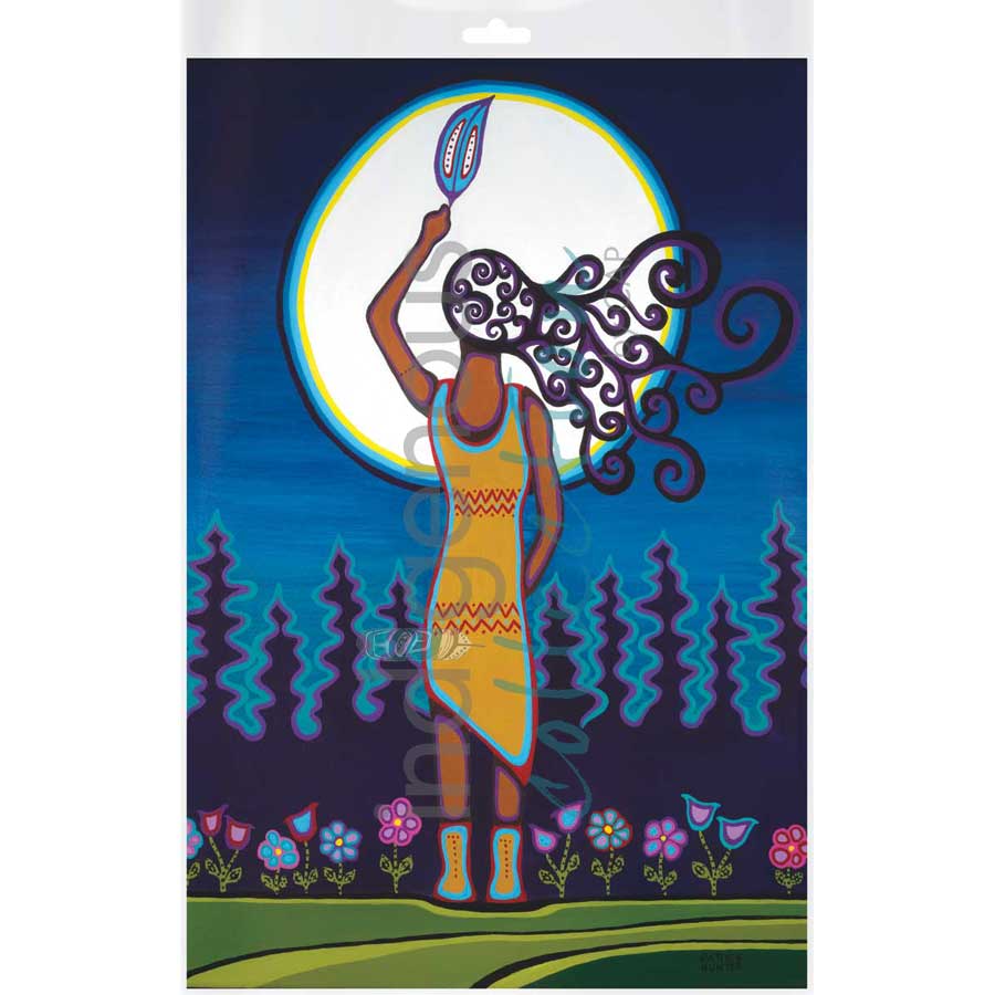 Woman and Grandmother Moon by artist Patrick Hunter - Ojibway. Indigenous Collection