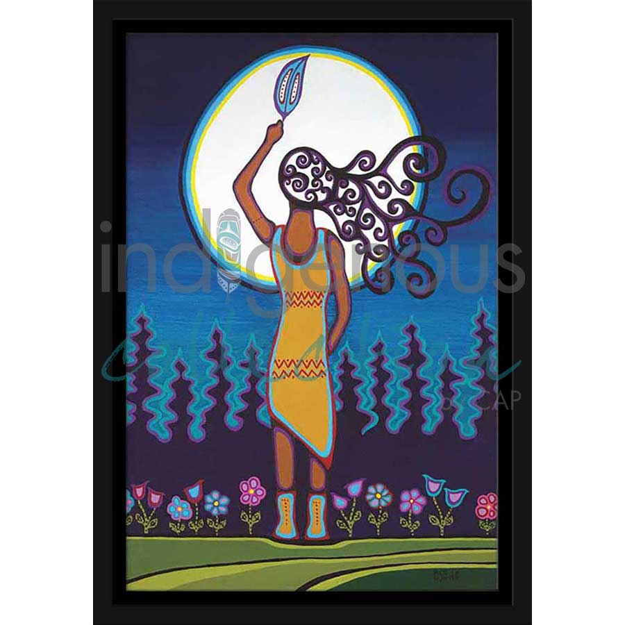 Woman and Grandmother Moon by artist Patrick Hunter - Ojibway. Indigenous Collection
