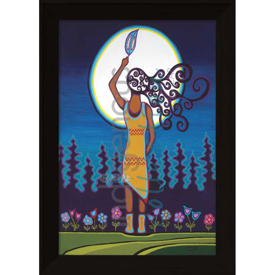 Woman and Grandmother Moon by artist Patrick Hunter - Ojibway. Indigenous Collection