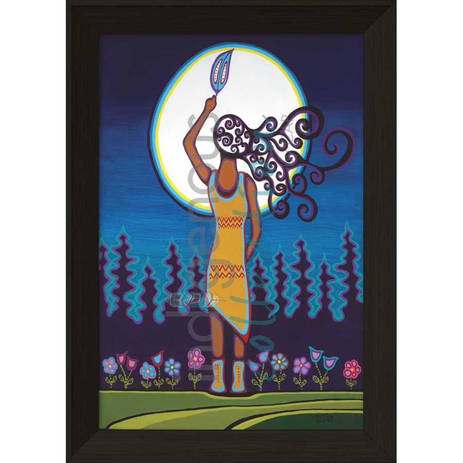 Woman and Grandmother Moon by artist Patrick Hunter - Ojibway. Indigenous Collection