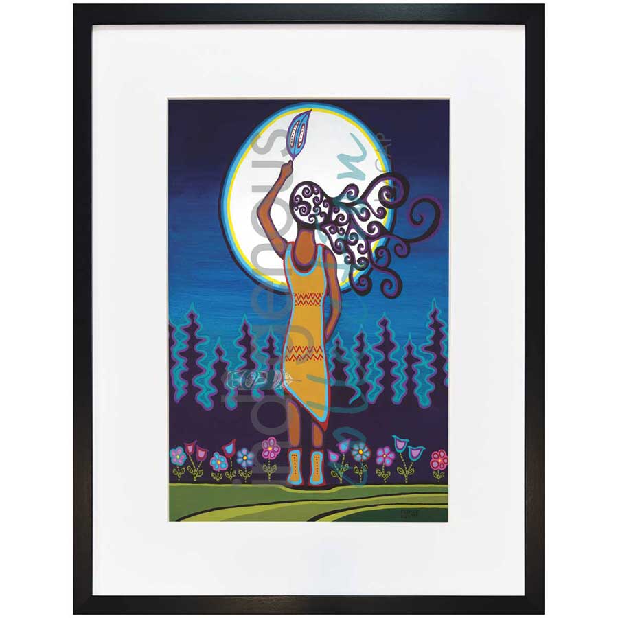 Woman and Grandmother Moon by artist Patrick Hunter - Ojibway. Indigenous Collection