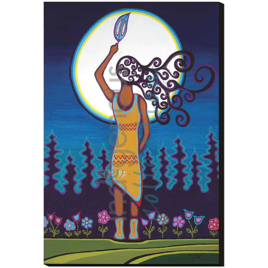 Woman and Grandmother Moon by artist Patrick Hunter - Ojibway. Indigenous Collection