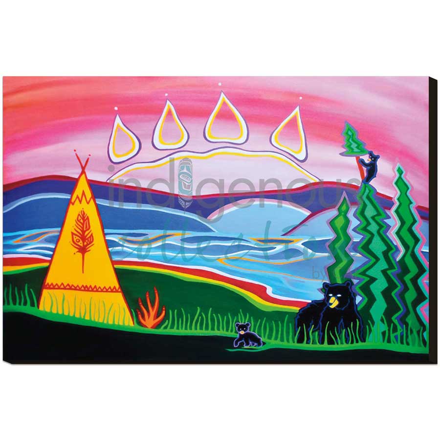 Bear Visit by artist Patrick Hunter - Ojibway. Indigenous Collection