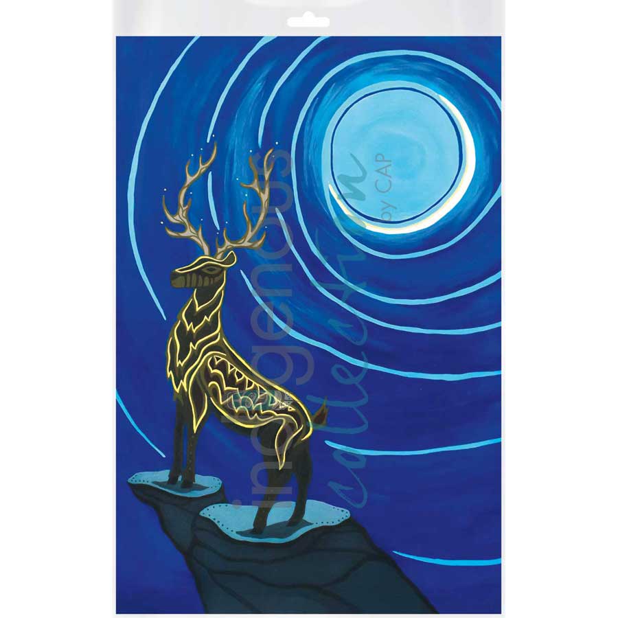 Stag and Crescent Moon by artist Patrick Hunter - Ojibway. Indigenous Collection