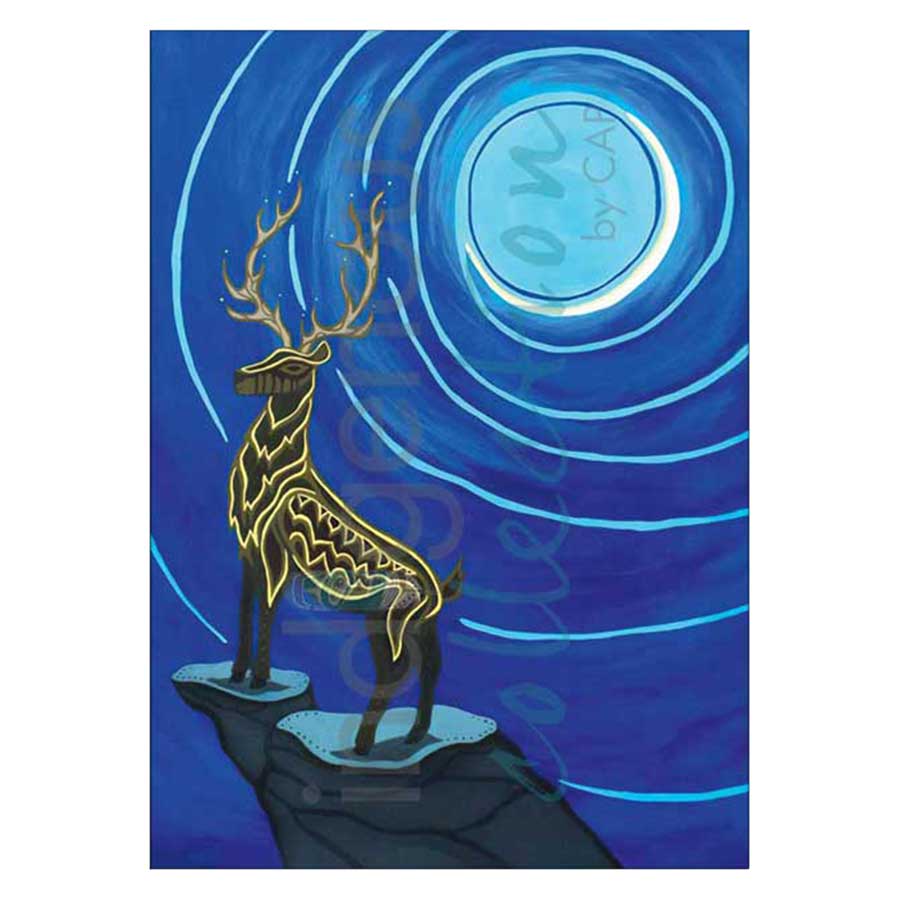 Stag and Crescent Moon Canvas Prints