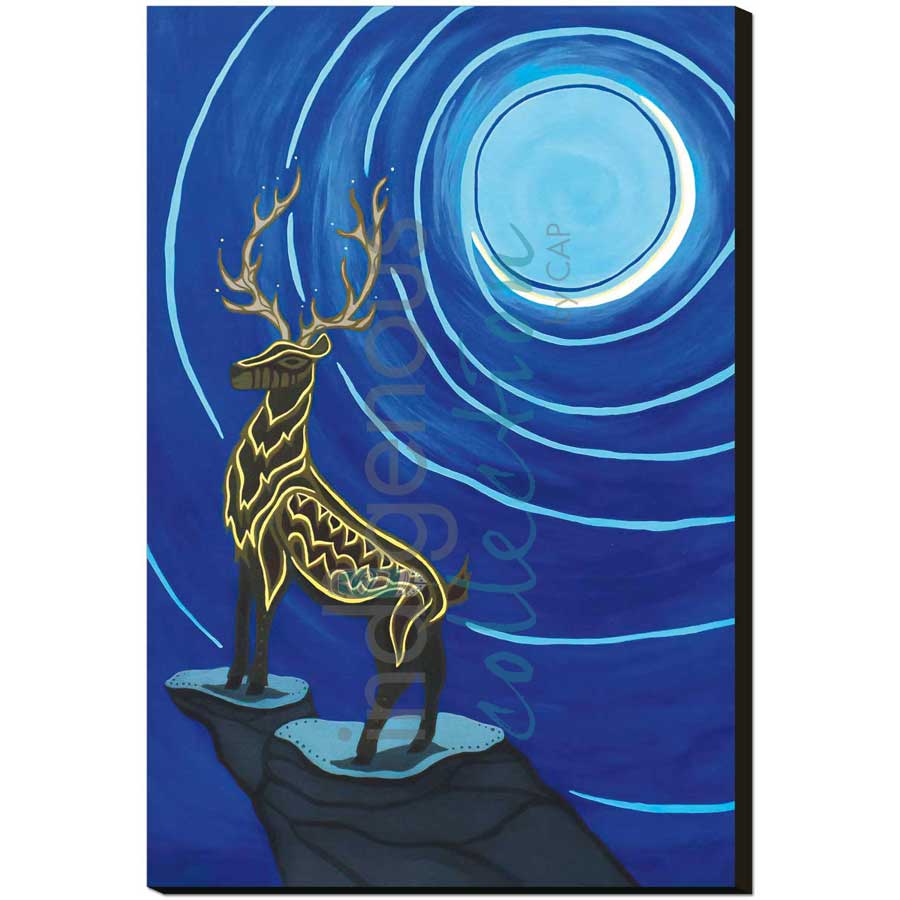 Stag and Crescent Moon by artist Patrick Hunter - Ojibway. Indigenous Collection