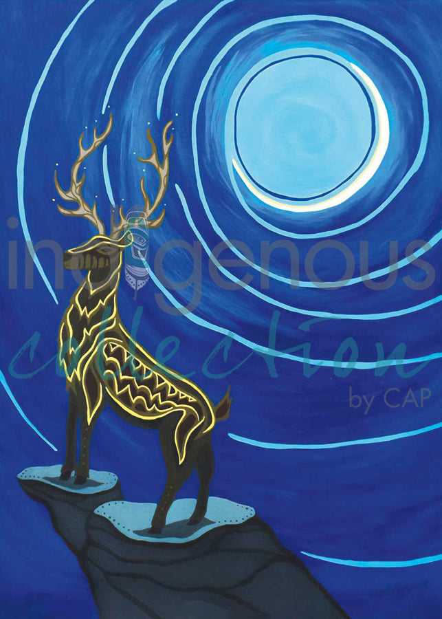 Stag and Crescent Moon by artist Patrick Hunter