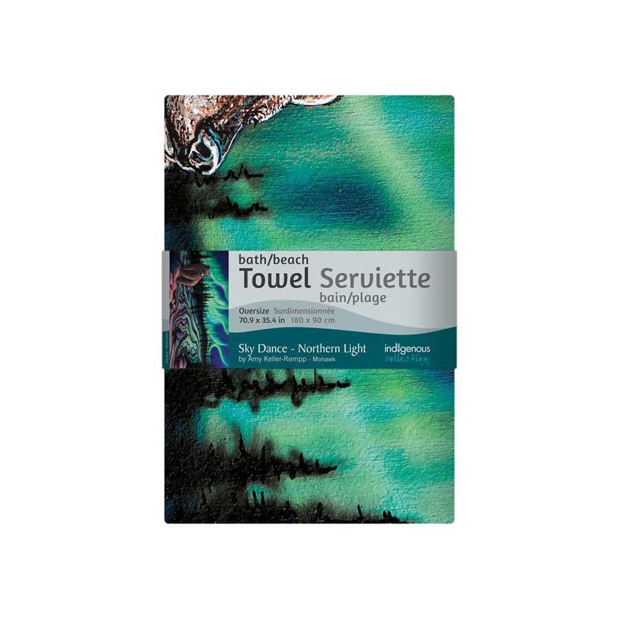 Sky Dance - Northern Light Bath/Beach Towel by artist Amy Keller-Rempp