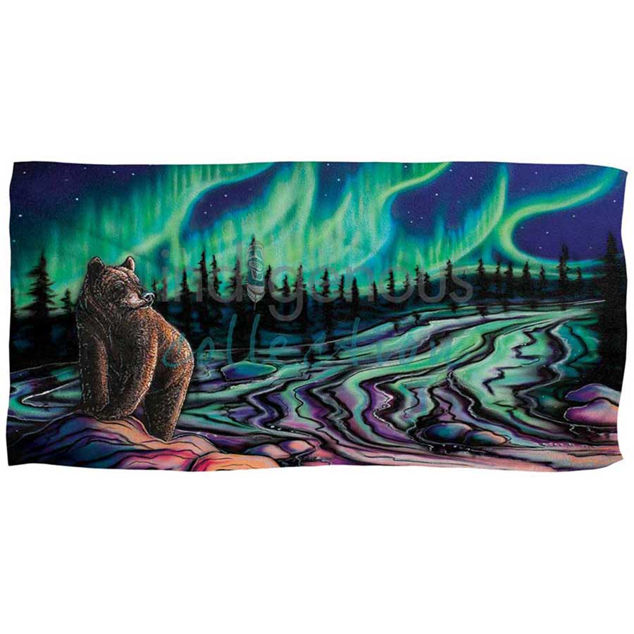 Sky Dance - Northern Light Bath/Beach Towel by artist Amy Keller-Rempp