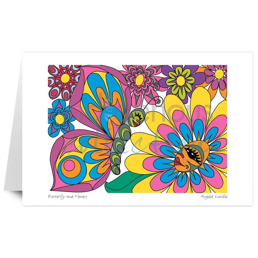 Butterfly and Flowers by artist Angela Kimble