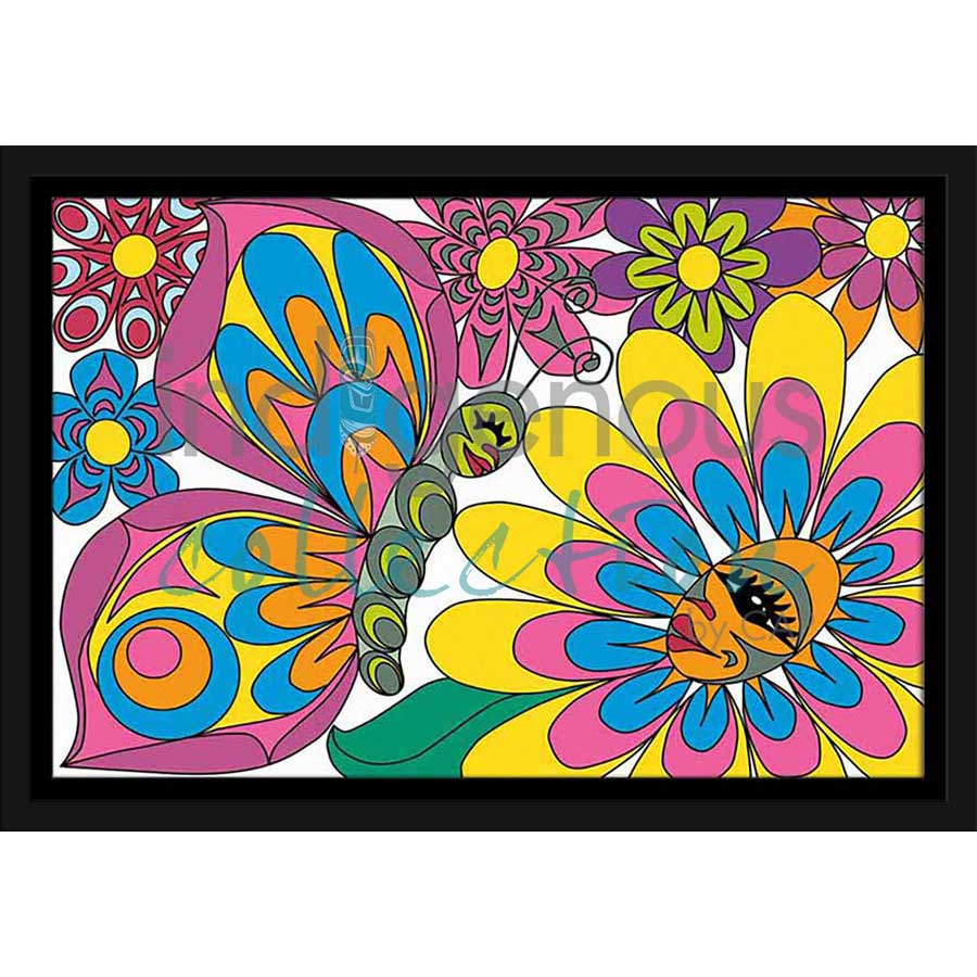 Butterfly and Flowers by artist Angela Kimble - Coast Salish/Nuu-Chah-Nulth. Indigenous Collection