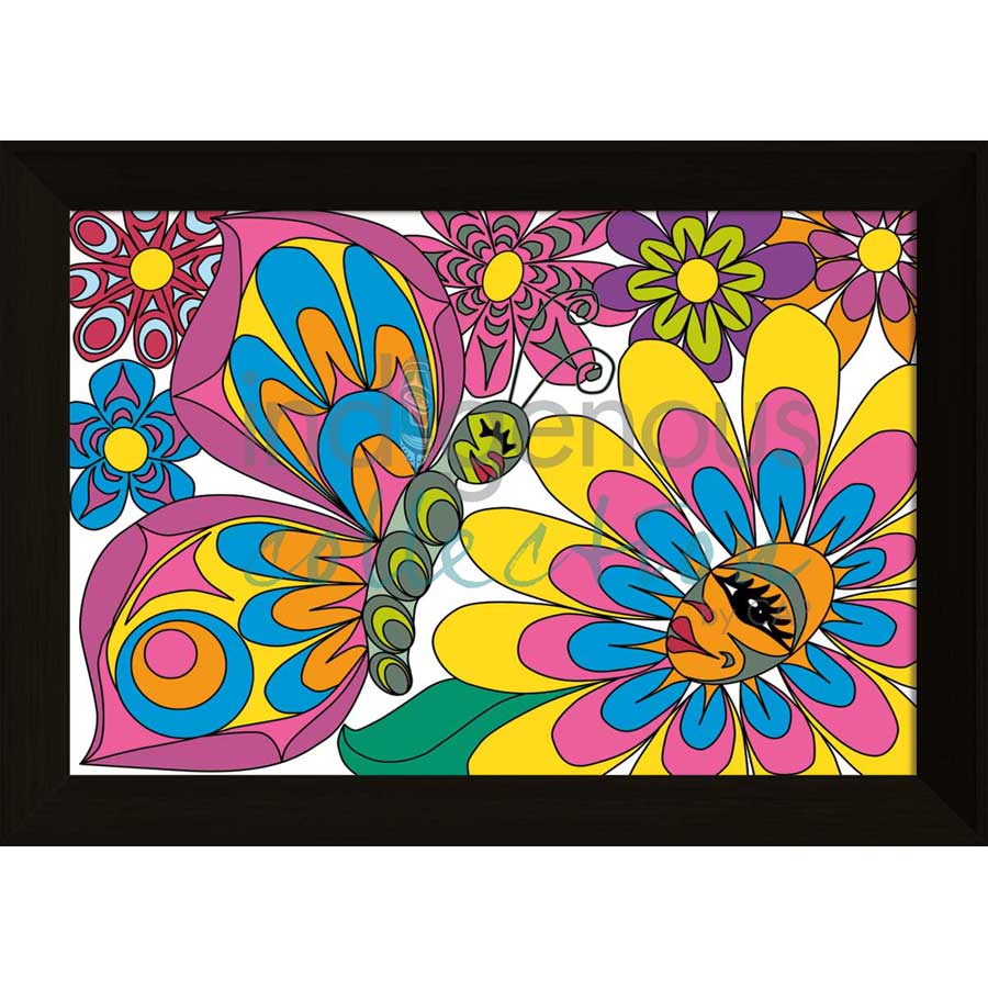 Butterfly and Flowers by artist Angela Kimble - Coast Salish/Nuu-Chah-Nulth. Indigenous Collection