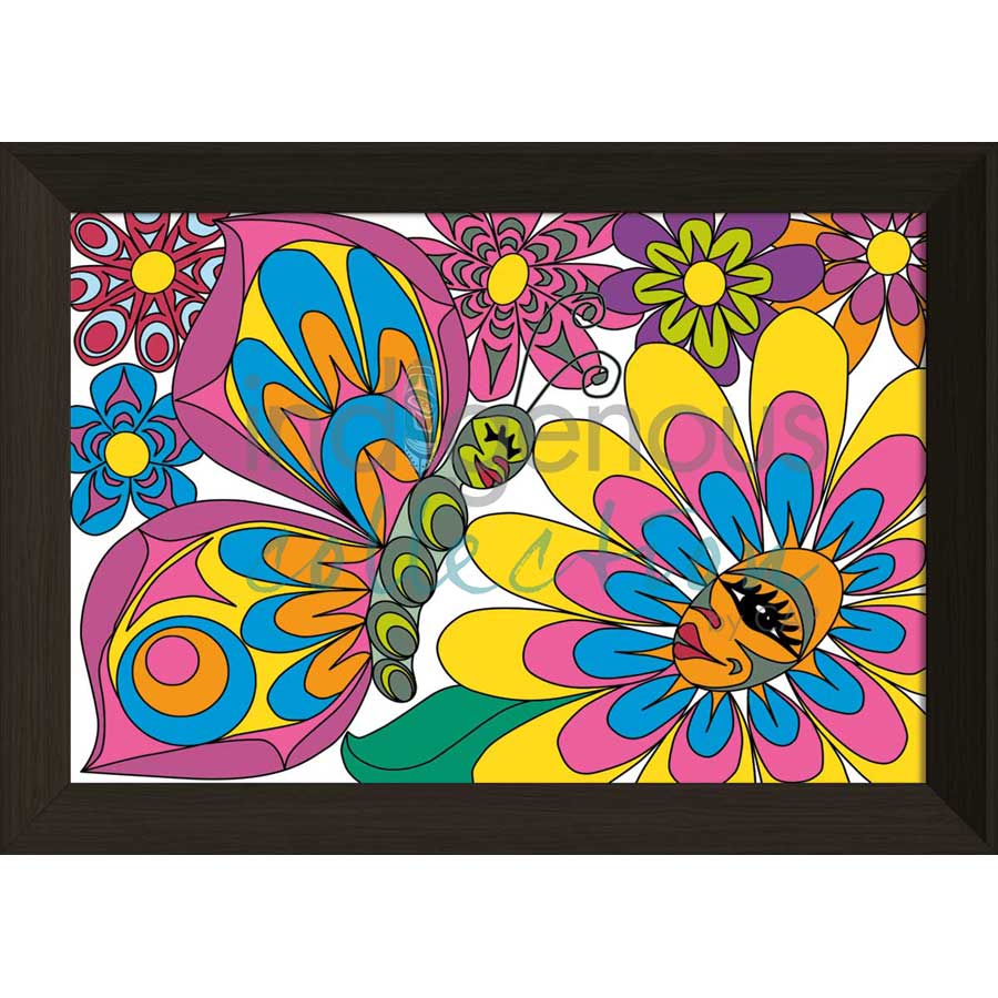 Butterfly and Flowers by artist Angela Kimble - Coast Salish/Nuu-Chah-Nulth. Indigenous Collection