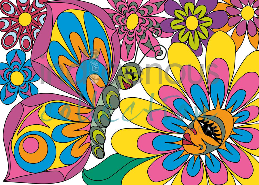 Butterfly and Flowers by artist Angela Kimble