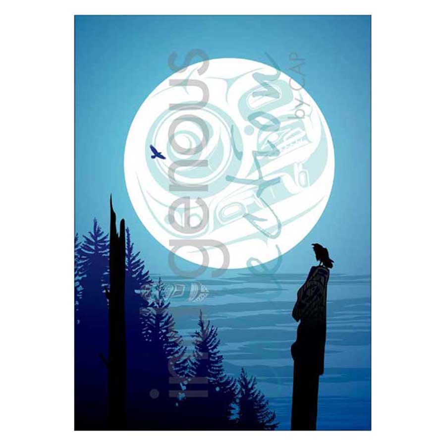 Full Moon Raven Canvas Prints