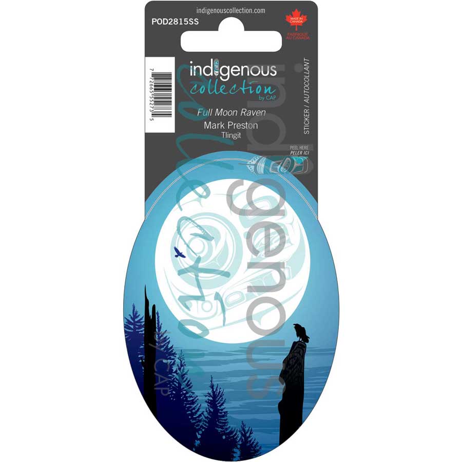 Full Moon Raven Sticker by artist Mark Preston