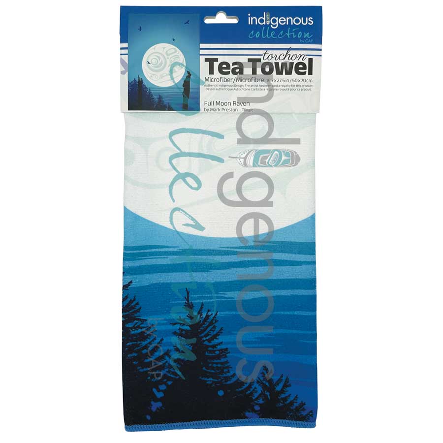 Full Moon Raven Tea Towel by artist Mark Preston