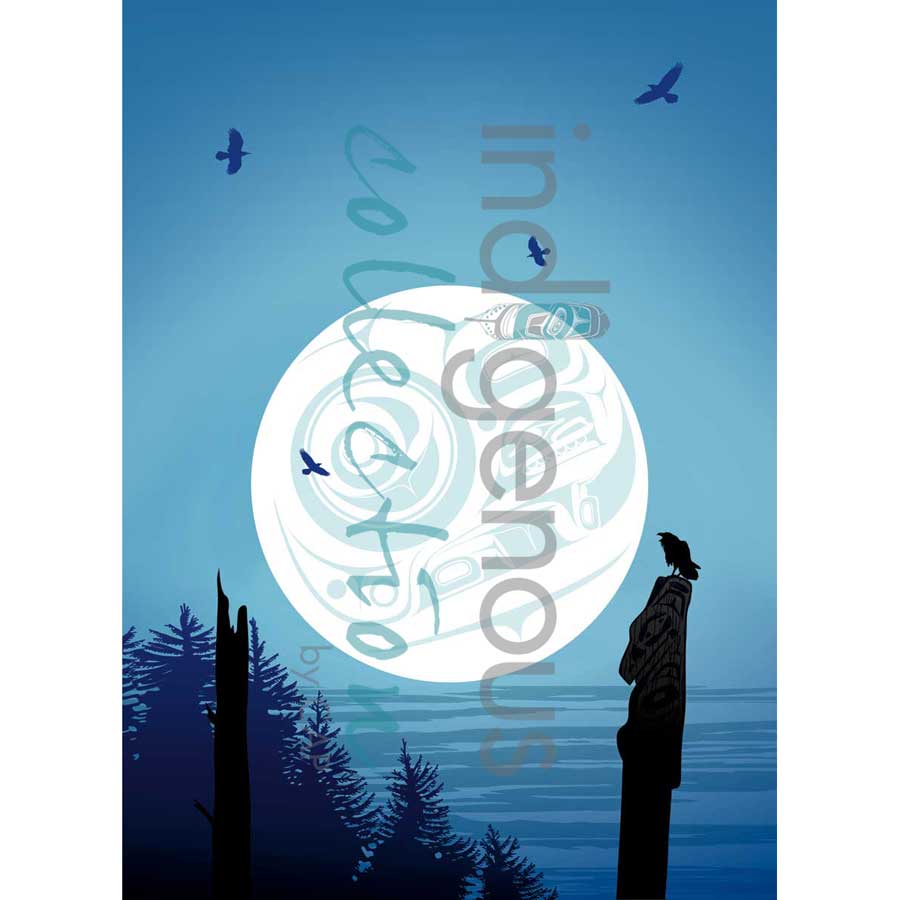 Full Moon Raven Tea Towel by artist Mark Preston