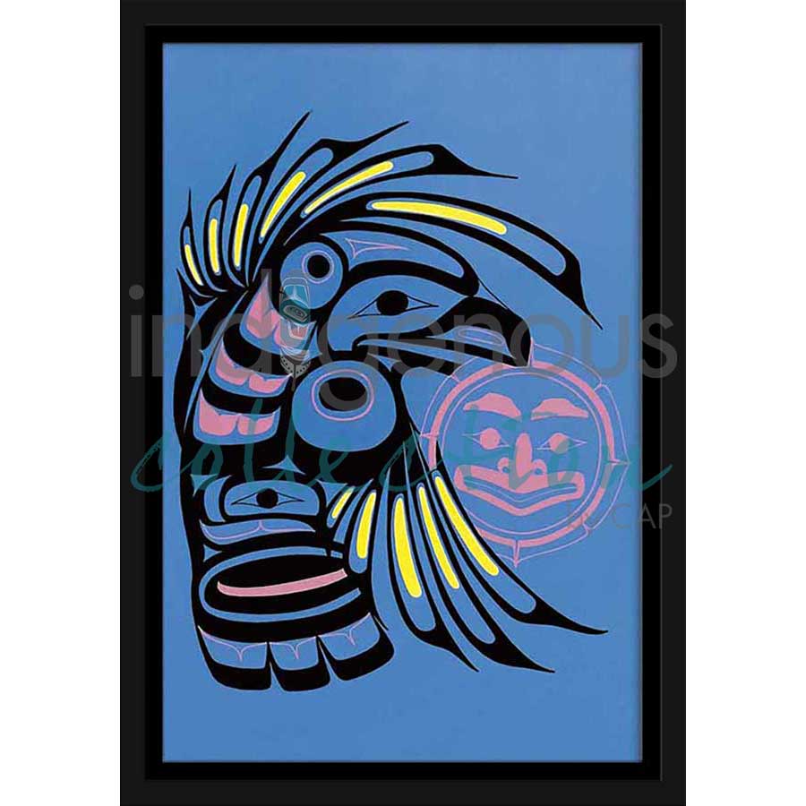Baby Raven that Stole the Sun by artist Chris Kewistep - Heiltsuk. Indigenous Collection