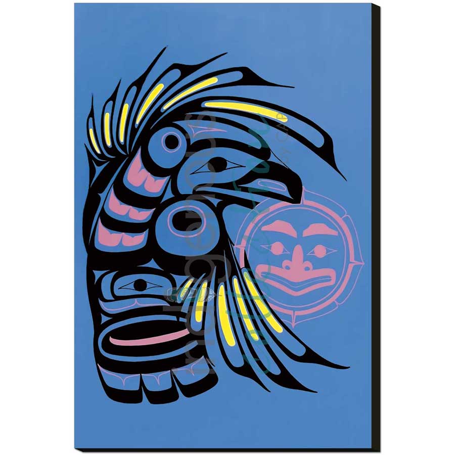 Baby Raven that Stole the Sun by artist Chris Kewistep - Heiltsuk. Indigenous Collection