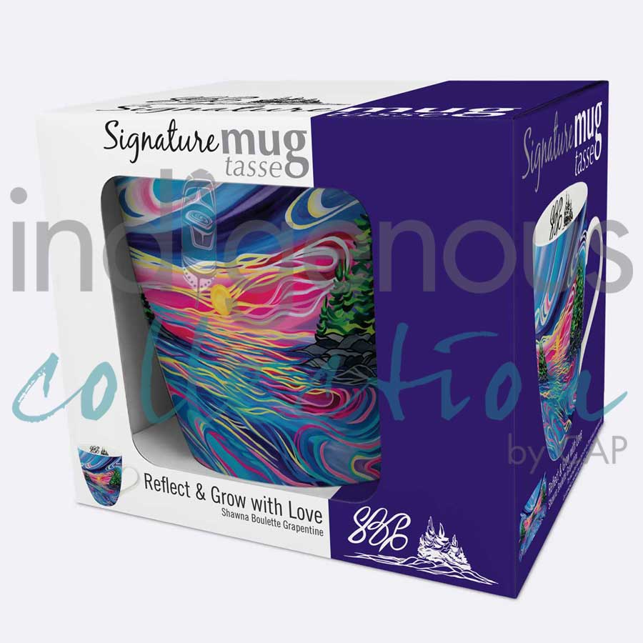 Reflect & Grow with Love 18 oz. Signature Mug by artist Shawna Boulette Grapentine