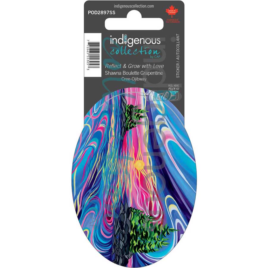 Reflect & Grow with Love Sticker by artist Shawna Boulette Grapentine