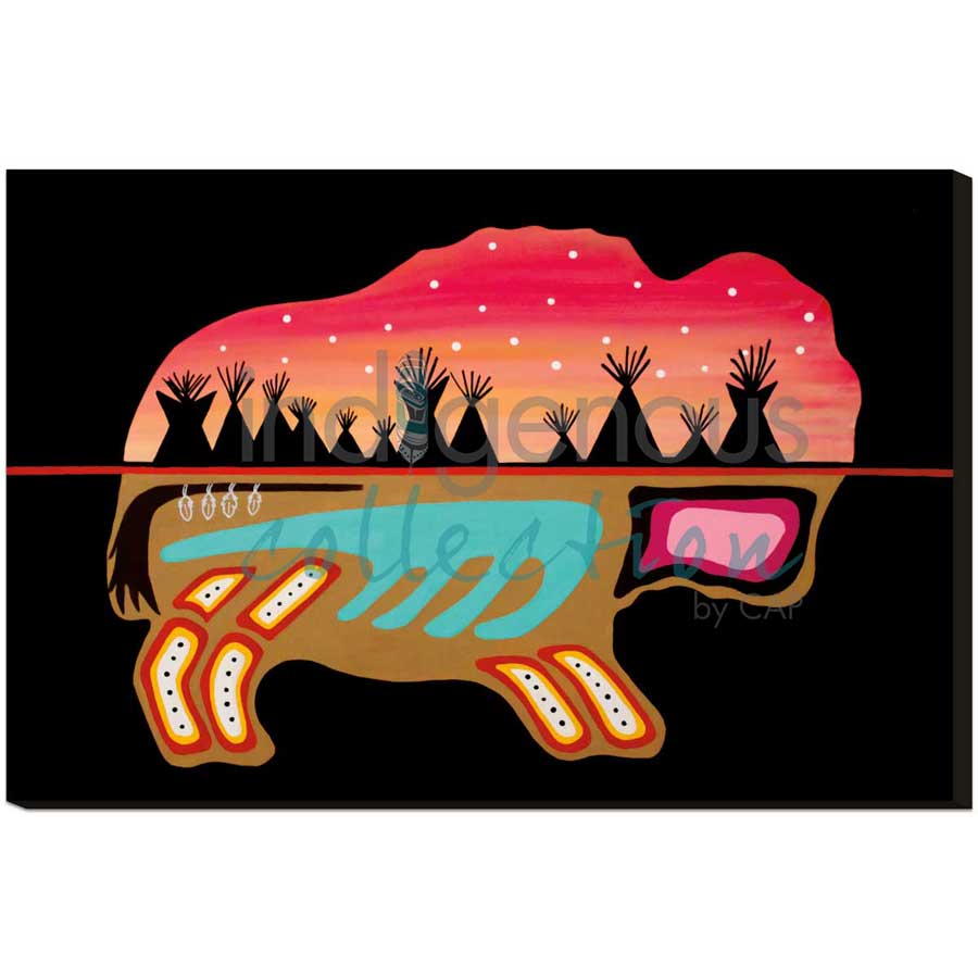 Buffalo Camp by artist Shana Yellow Calf - Northern Arapaho. Indigenous Collection