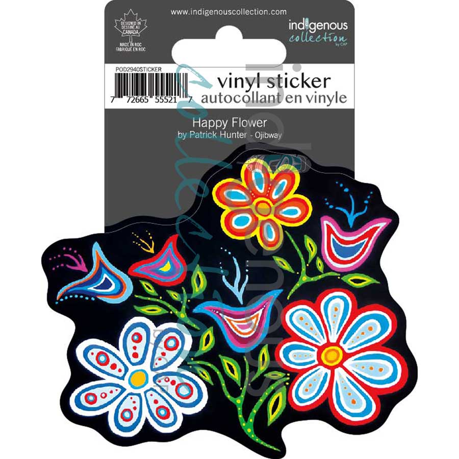 Happy Flower Vinyl Die-Cut Sticker by artist Patrick Hunter