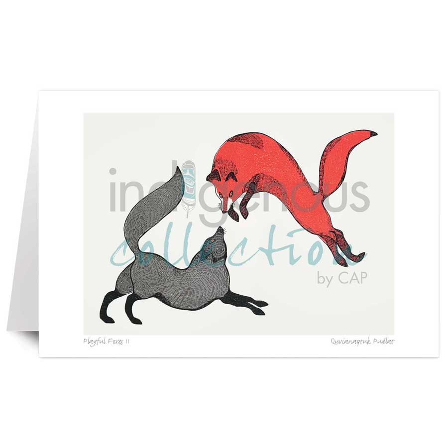 Playful Foxes II by artist Quvianaqtuk Pudlat