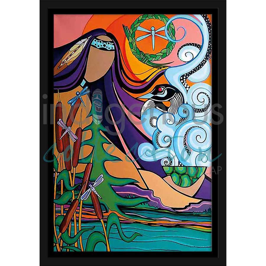Morning Lakeside by artist Pam Cailloux - Huron Heritage. Indigenous Collection