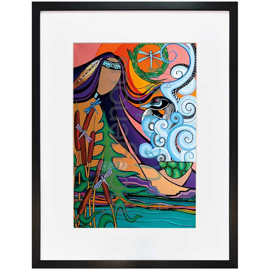 Morning Lakeside by artist Pam Cailloux - Huron Heritage. Indigenous Collection