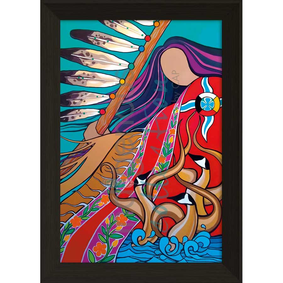 Mother Earth and Dancing Geese by artist Pam Cailloux - Huron Heritage. Indigenous Collection