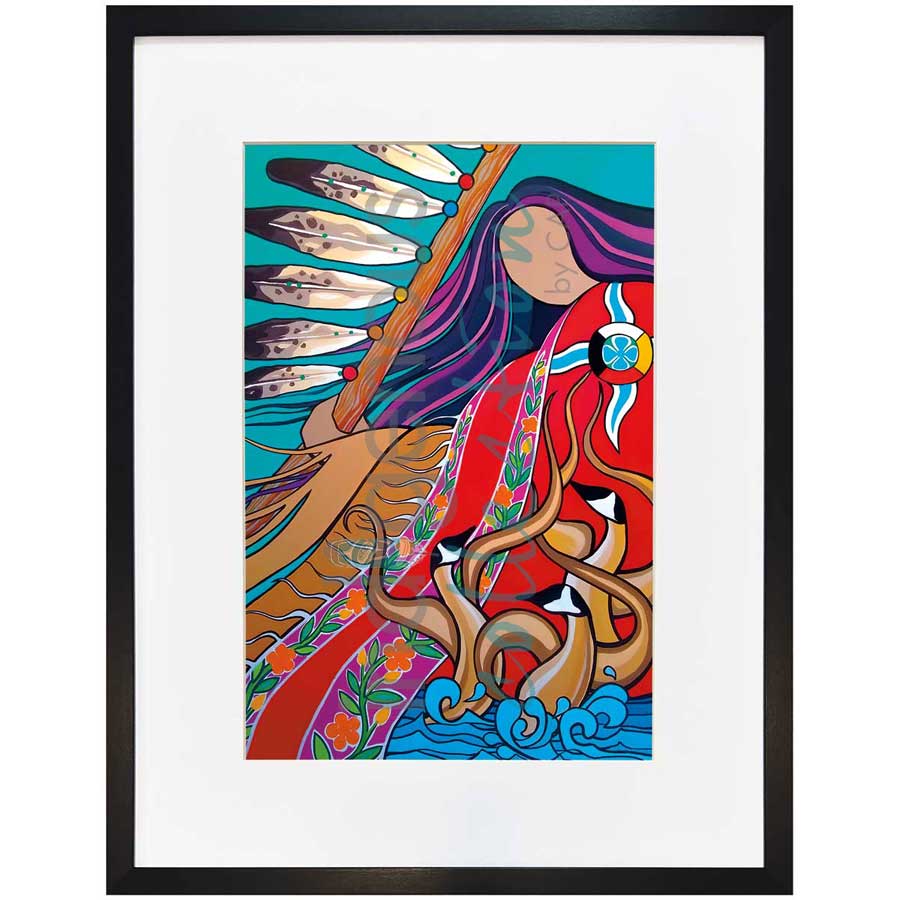 Mother Earth and Dancing Geese by artist Pam Cailloux - Huron Heritage. Indigenous Collection
