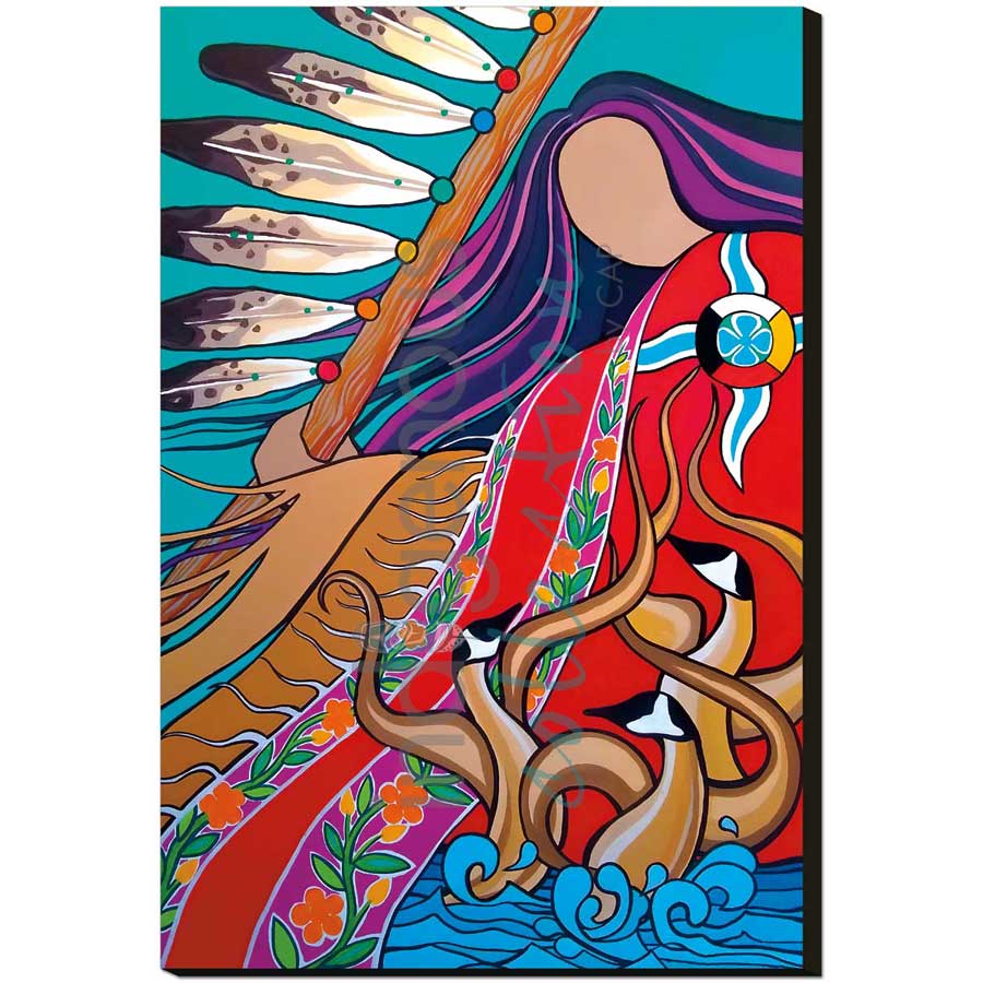 Mother Earth and Dancing Geese by artist Pam Cailloux - Huron Heritage. Indigenous Collection