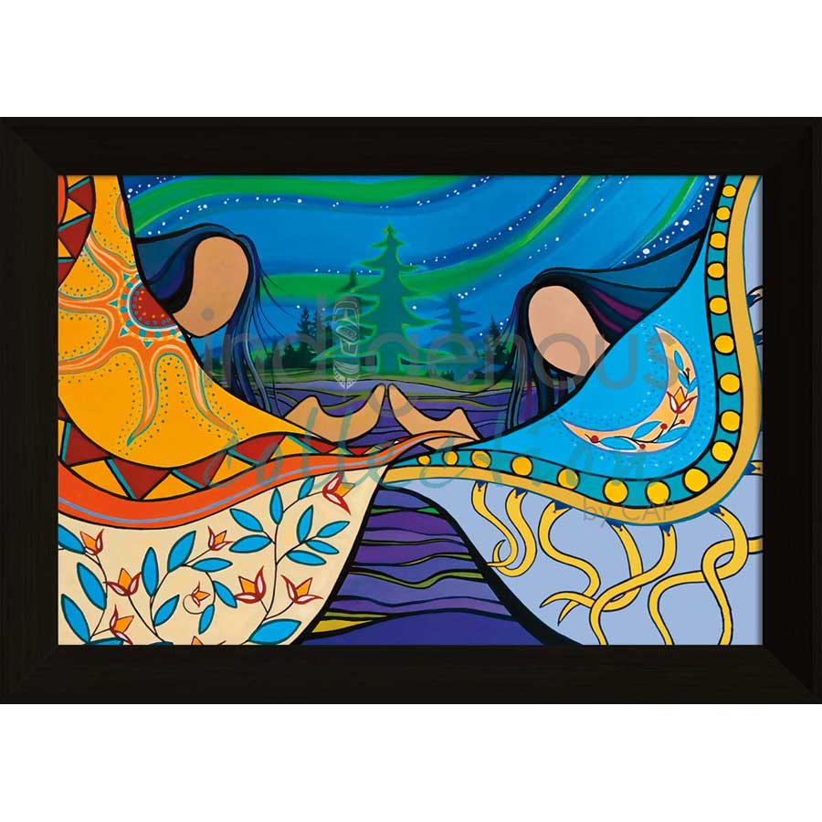 Two Sisters Three Skies by artist Pam Cailloux - Huron Heritage. Indigenous Collection
