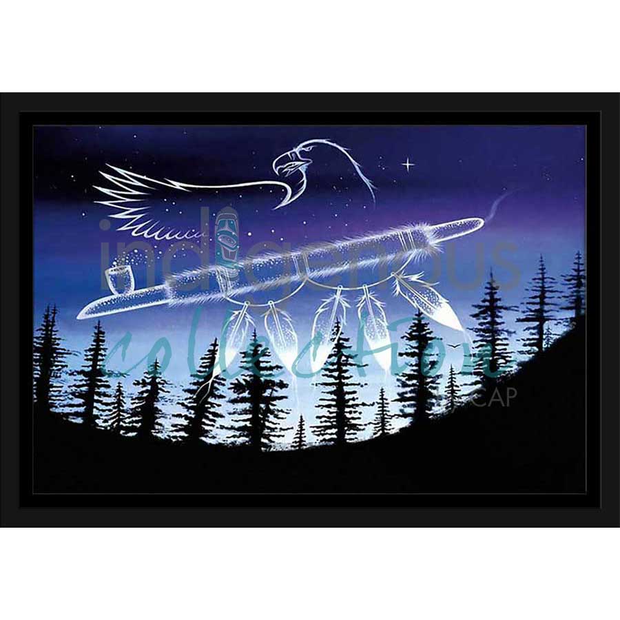Eagle in the Night by artist Jeffrey Red George - Ojibway. Indigenous Collection