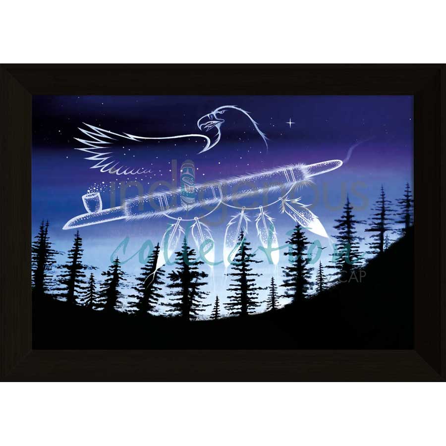 Eagle in the Night by artist Jeffrey Red George - Ojibway. Indigenous Collection