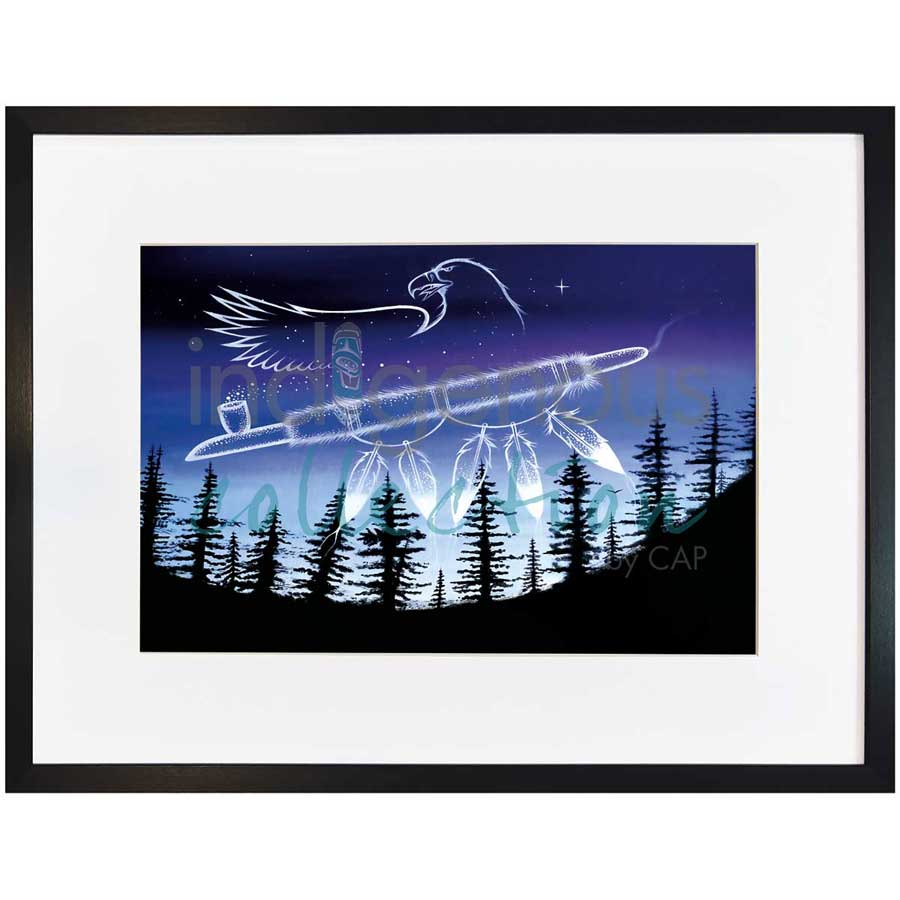 Eagle in the Night by artist Jeffrey Red George - Ojibway. Indigenous Collection