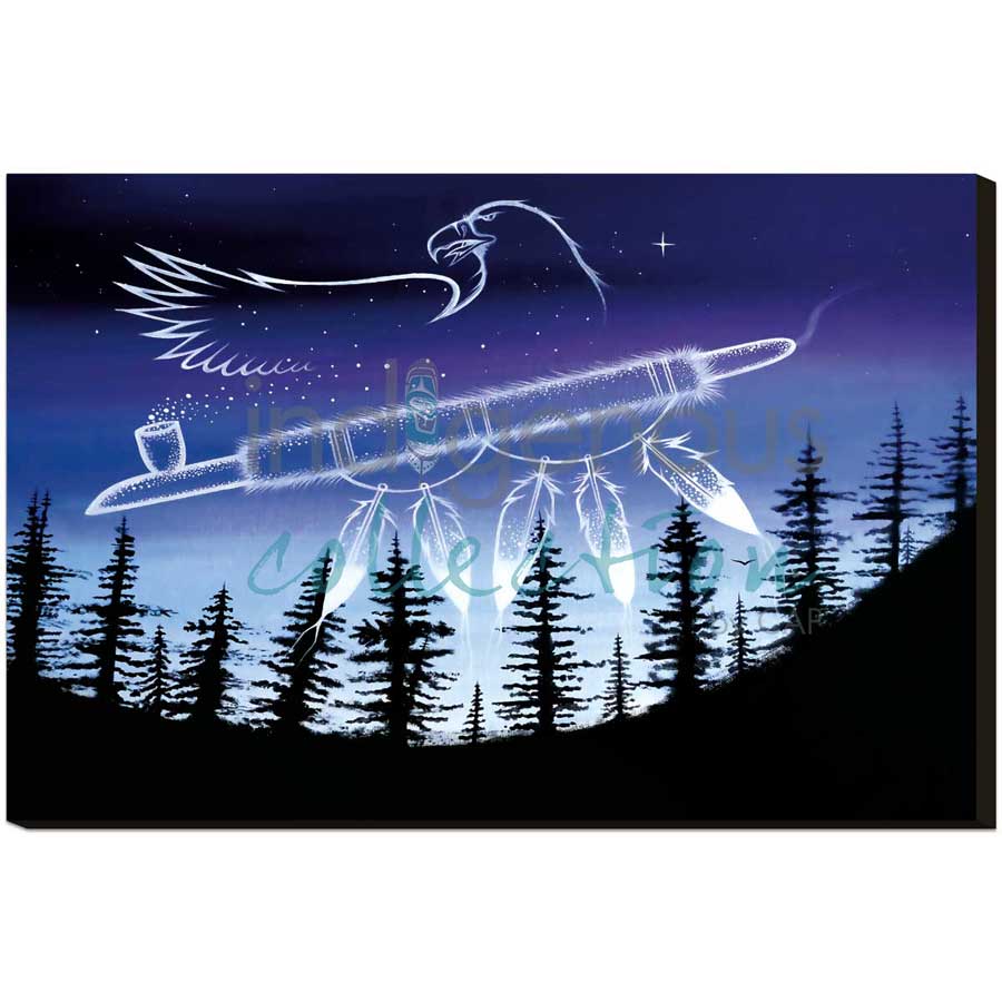 Eagle in the Night by artist Jeffrey Red George - Ojibway. Indigenous Collection
