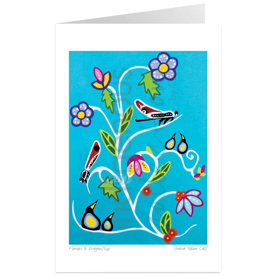 Flowers & Dragonflies by artist Shana Yellow Calf