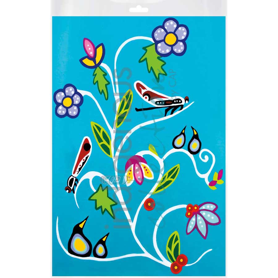 Flowers & Dragonflies by artist Shana Yellow Calf - Northern Arapaho. Indigenous Collection