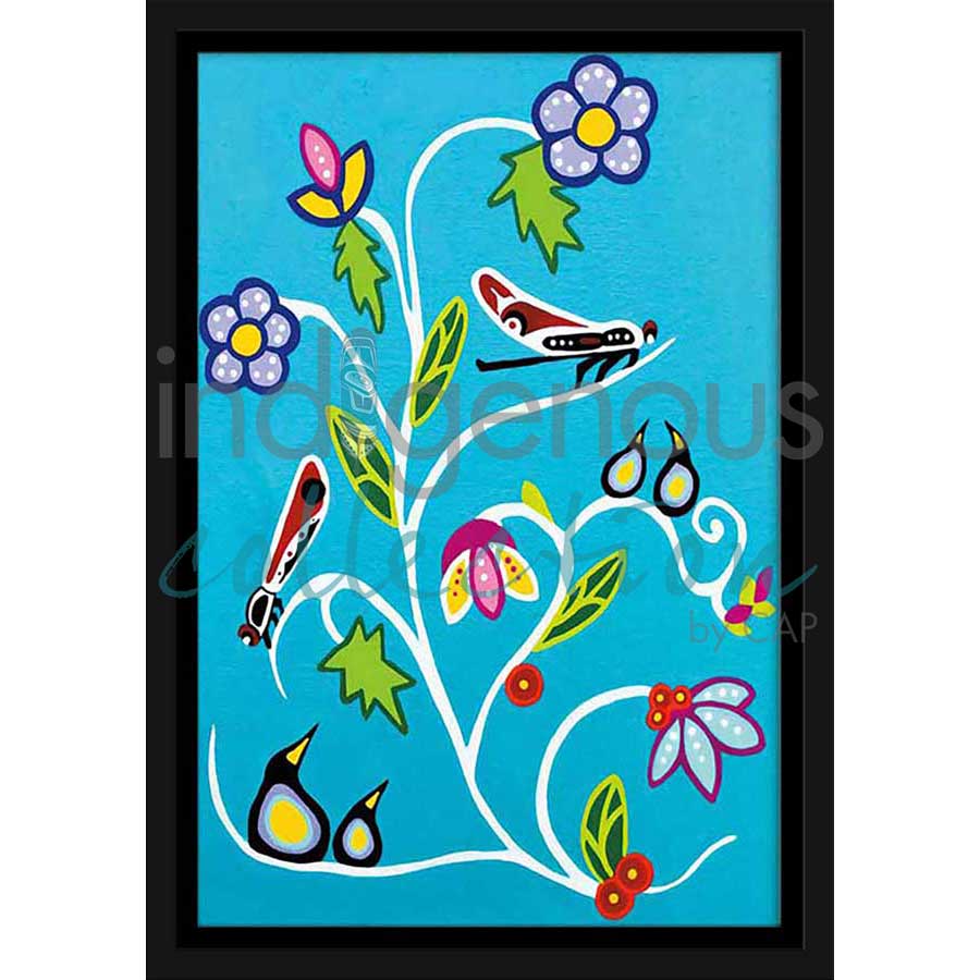Flowers & Dragonflies by artist Shana Yellow Calf - Northern Arapaho. Indigenous Collection