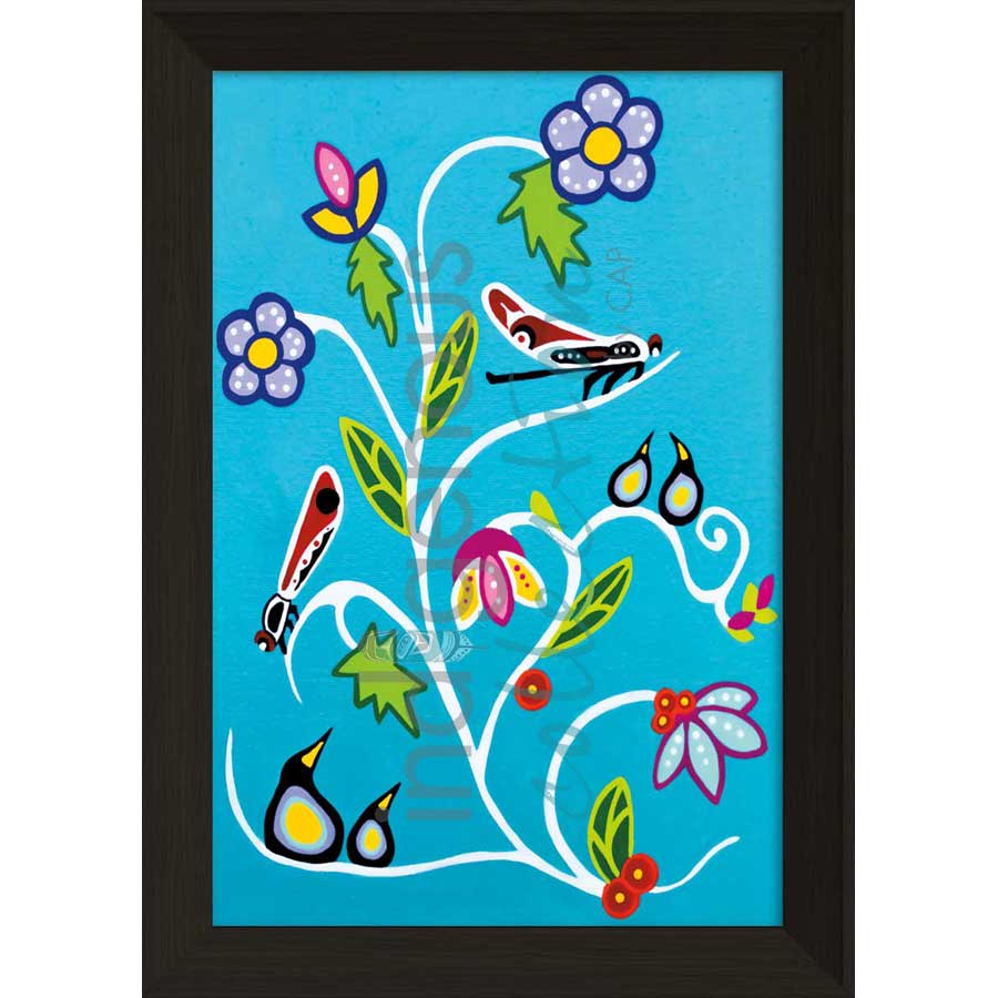 Flowers & Dragonflies by artist Shana Yellow Calf - Northern Arapaho. Indigenous Collection