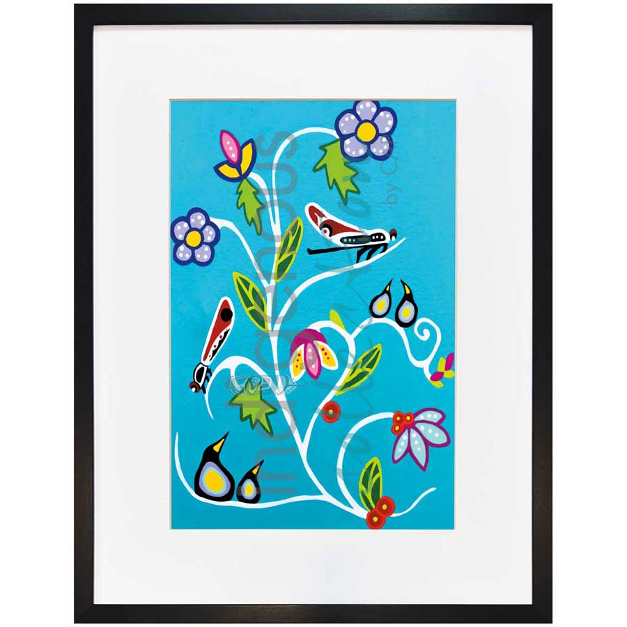Flowers & Dragonflies by artist Shana Yellow Calf - Northern Arapaho. Indigenous Collection